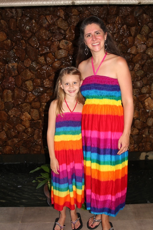 Me and my girl in our matching vacation dresses bought the day before in a local Koh Samui shop.